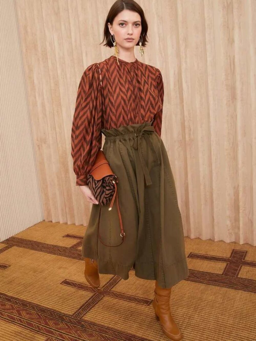 Ulla Johnson Rory Herringbone Ikat Blouse Sz 6